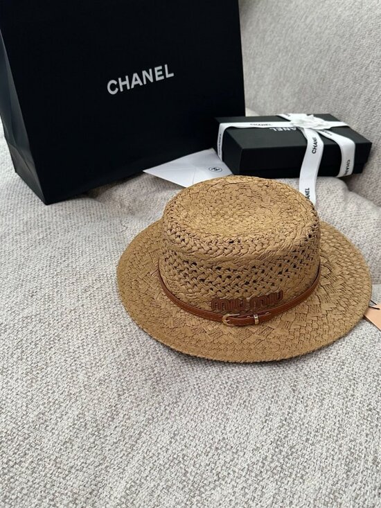 Miu Miu Woven Straw Boater Hat main image 6